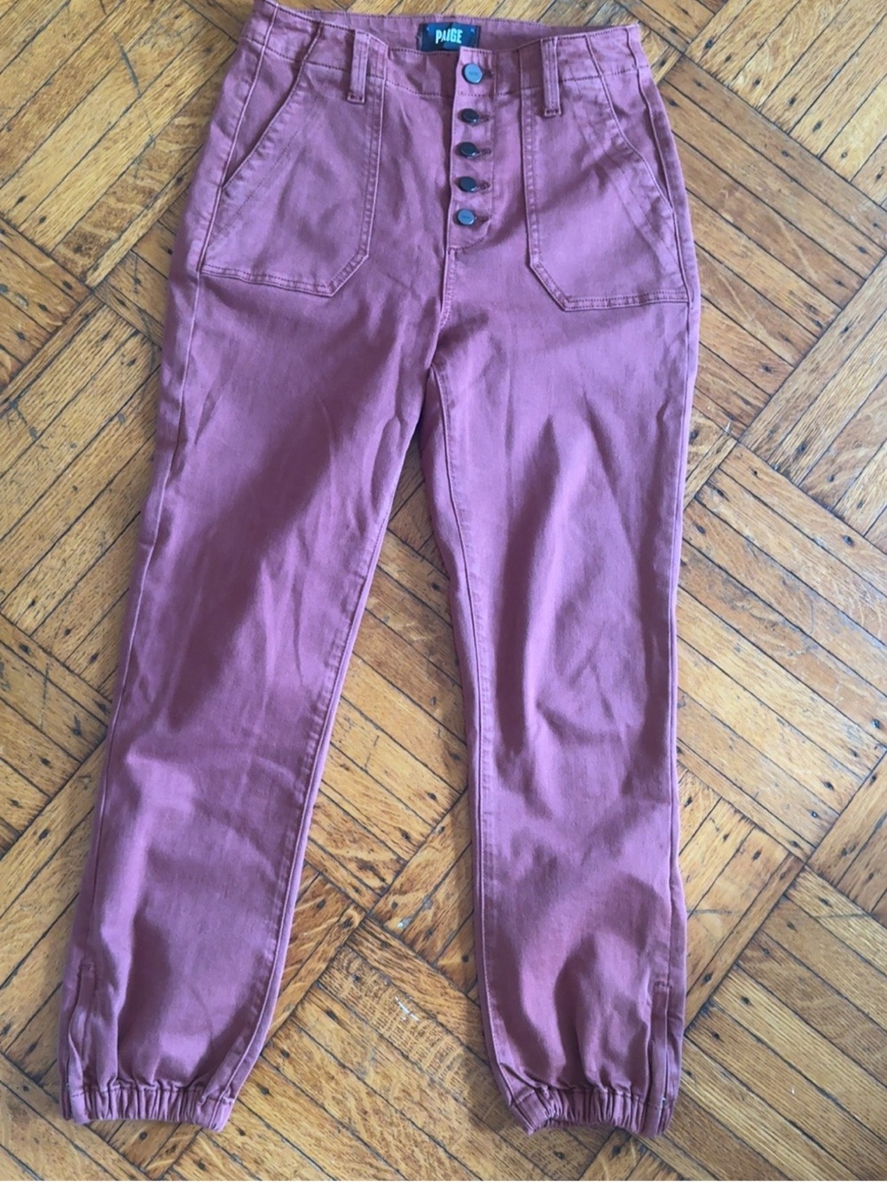 Paige Utility Button Fly Jogger Pants Dusty Rose Mauve Size 26
